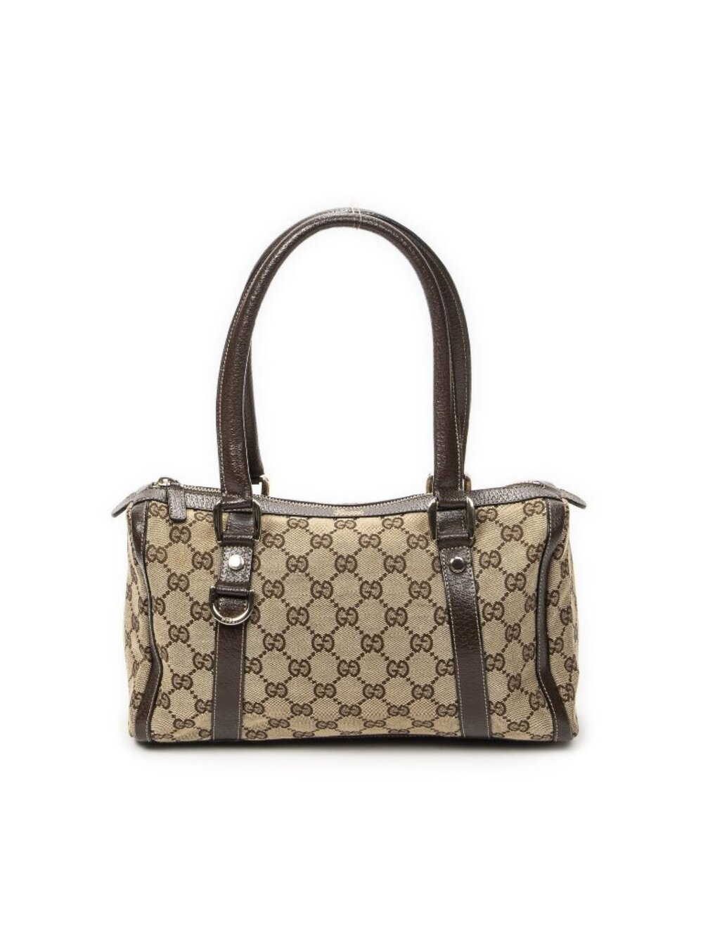 Gucci Abbey Boston Brown Beige Monogram Canvas Messenger